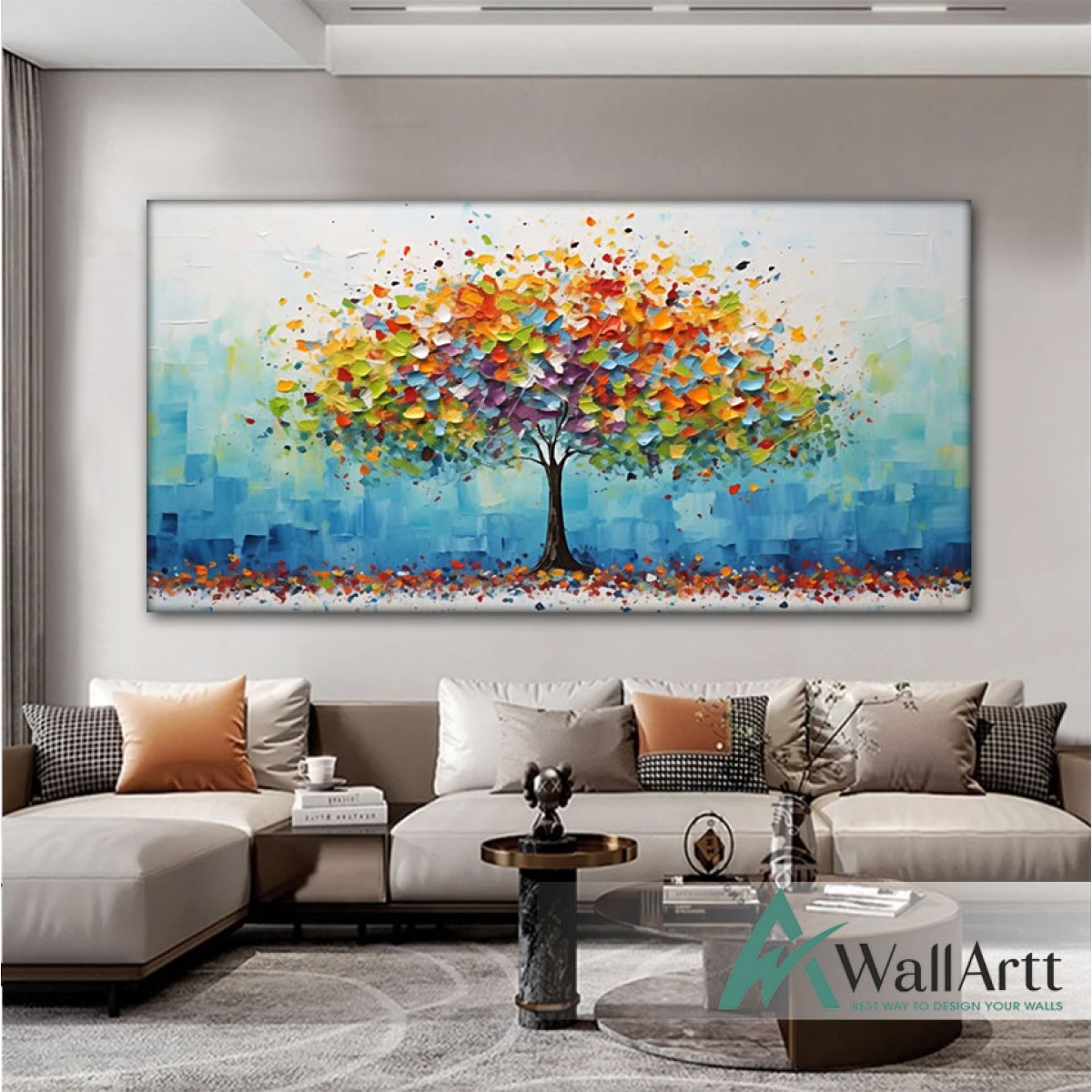 Colorful Tree II 3D Heavy Textured Partial oil Painting 